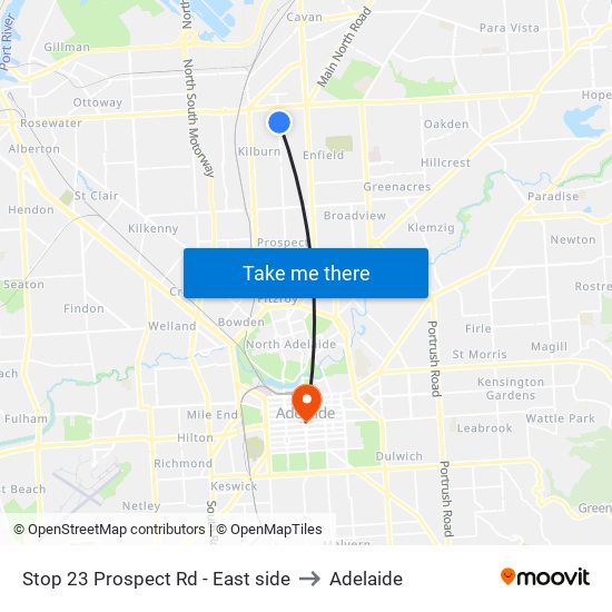 Stop 23 Prospect Rd - East side to Adelaide map