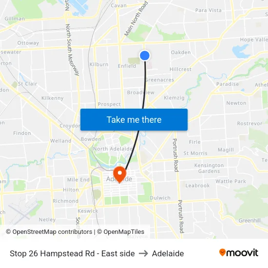 Stop 26 Hampstead Rd - East side to Adelaide map