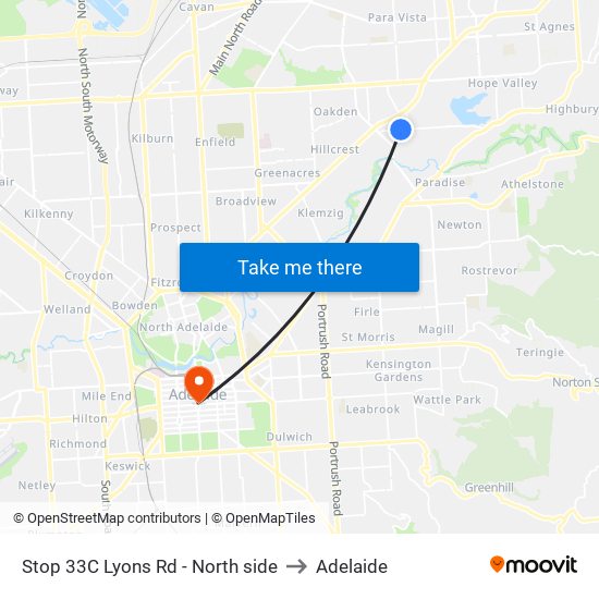 Stop 33C Lyons Rd - North side to Adelaide map