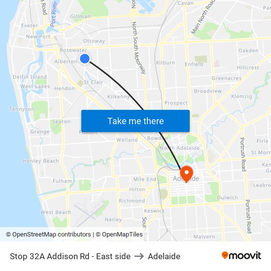 Stop 32A Addison Rd - East side to Adelaide map