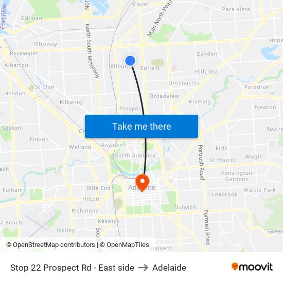 Stop 22 Prospect Rd - East side to Adelaide map