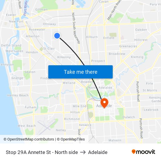 Stop 29A Annette St - North side to Adelaide map