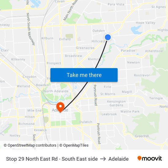 Stop 29 North East Rd - South East side to Adelaide map