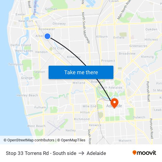 Stop 33 Torrens Rd - South side to Adelaide map