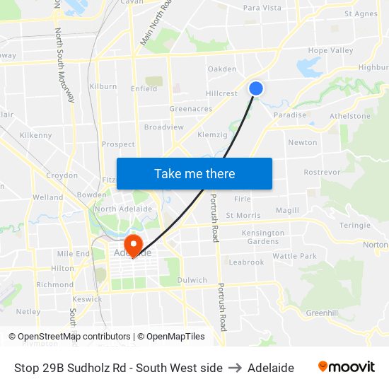 Stop 29B Sudholz Rd - South West side to Adelaide map