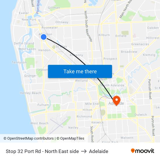 Stop 32 Port Rd - North East side to Adelaide map