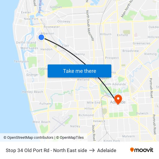 Stop 34 Old Port Rd - North East side to Adelaide map