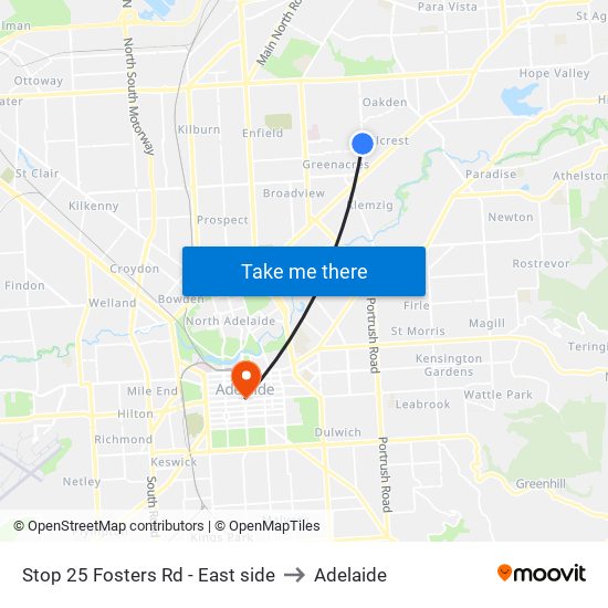 Stop 25 Fosters Rd - East side to Adelaide map