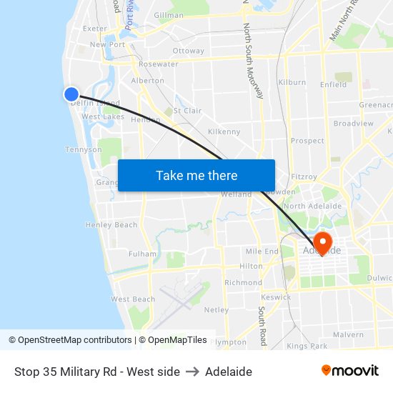 Stop 35 Military Rd - West side to Adelaide map