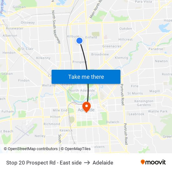 Stop 20 Prospect Rd - East side to Adelaide map