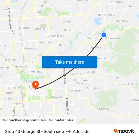 Stop 43 George St - South side to Adelaide map