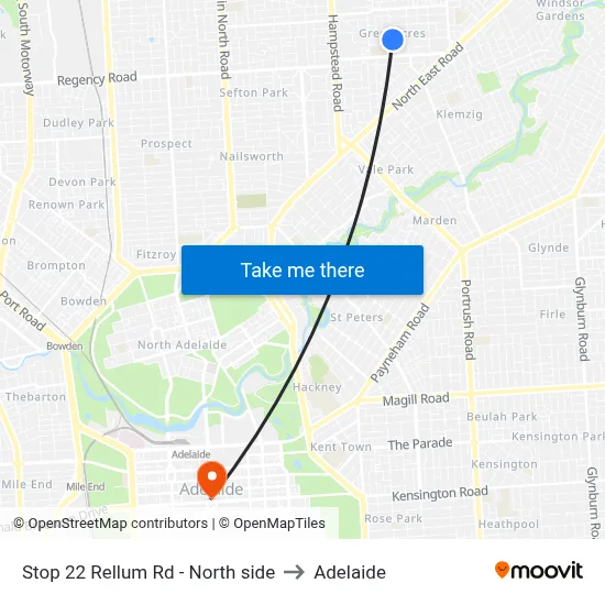 Stop 22 Rellum Rd - North side to Adelaide map