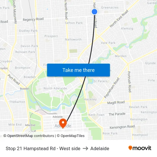 Stop 21 Hampstead Rd - West side to Adelaide map
