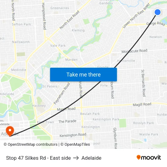 Stop 47 Silkes Rd - East side to Adelaide map