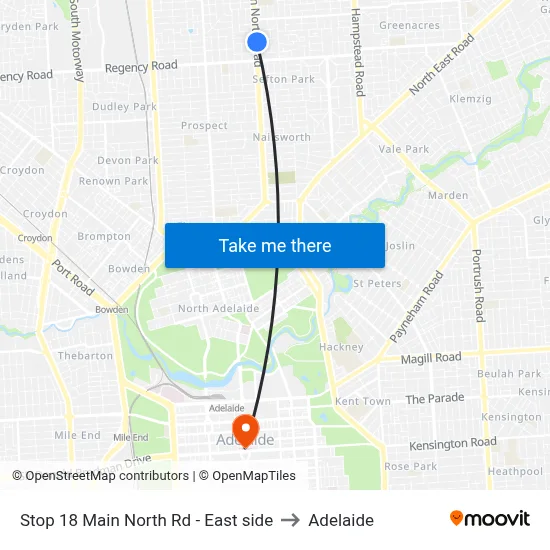 Stop 18 Main North Rd - East side to Adelaide map