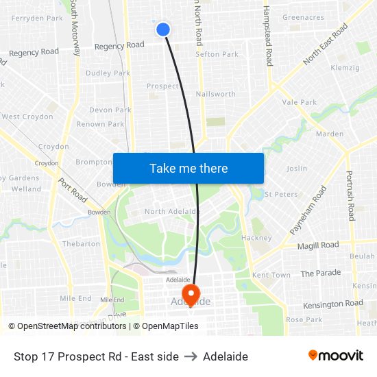 Stop 17 Prospect Rd - East side to Adelaide map