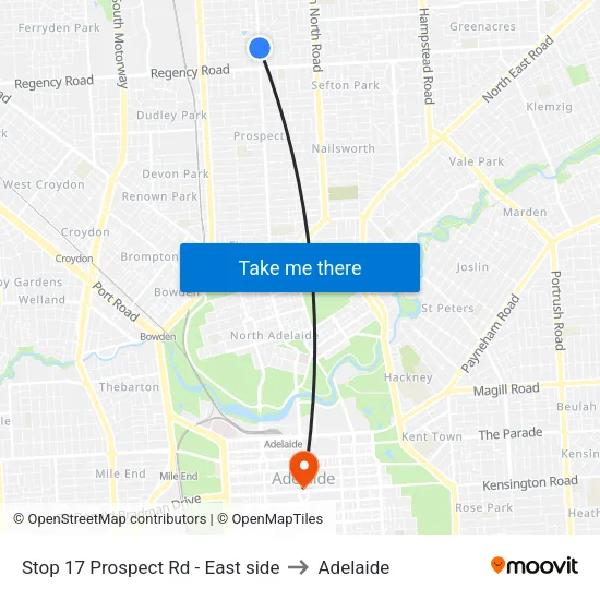 Stop 17 Prospect Rd - East side to Adelaide map