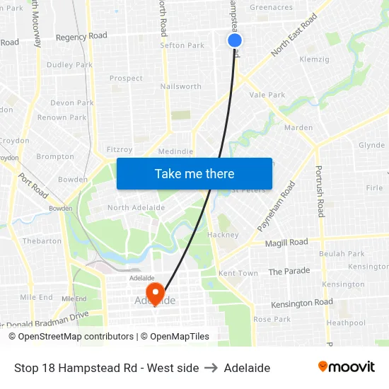 Stop 18 Hampstead Rd - West side to Adelaide map