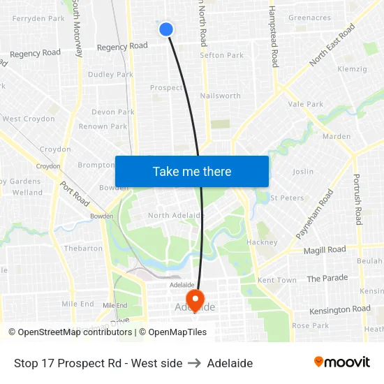 Stop 17 Prospect Rd - West side to Adelaide map