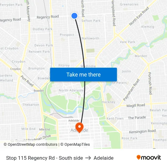 Stop 115 Regency Rd - South side to Adelaide map