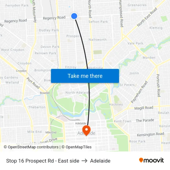 Stop 16 Prospect Rd - East side to Adelaide map