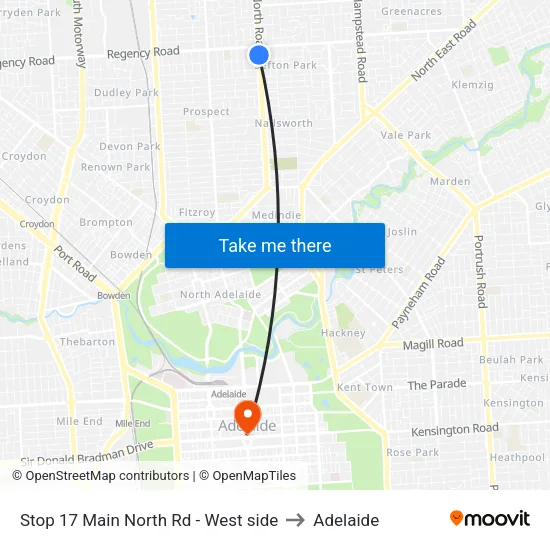 Stop 17 Main North Rd - West side to Adelaide map
