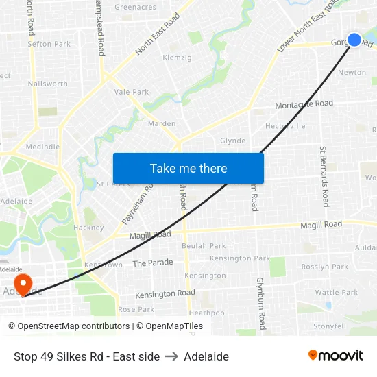Stop 49 Silkes Rd - East side to Adelaide map