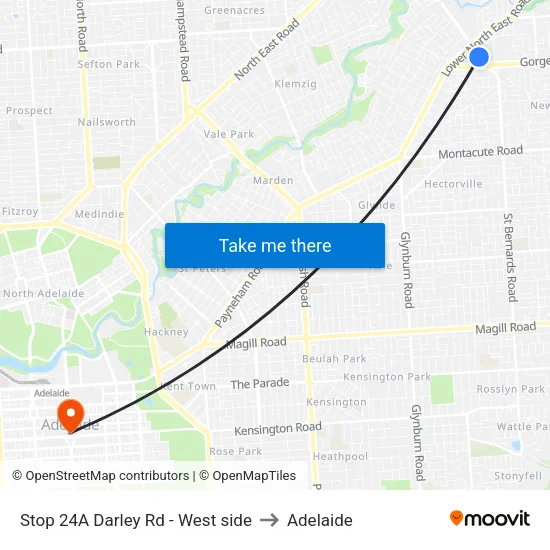 Stop 24A Darley Rd - West side to Adelaide map