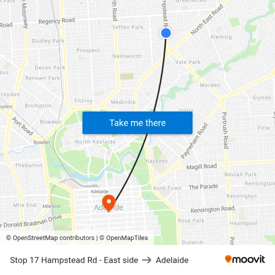Stop 17 Hampstead Rd - East side to Adelaide map