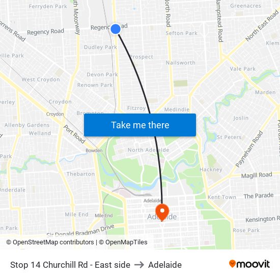 Stop 14 Churchill Rd - East side to Adelaide map