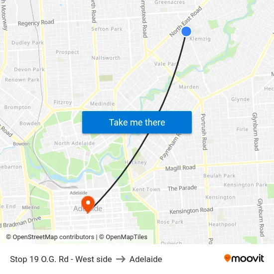 Stop 19 O.G. Rd - West side to Adelaide map