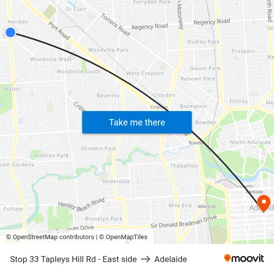 Stop 33 Tapleys Hill Rd - East side to Adelaide map