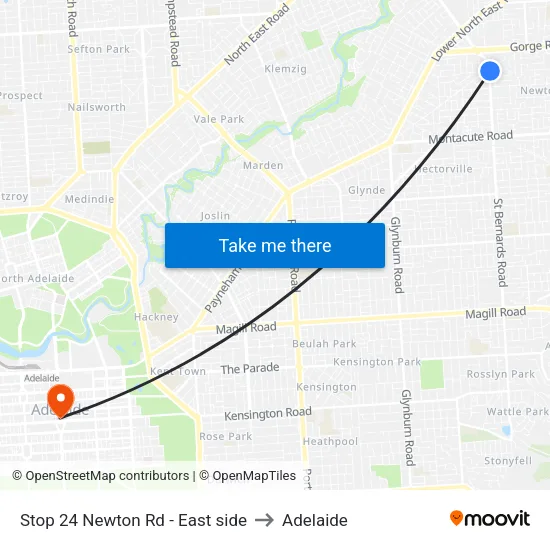 Stop 24 Newton Rd - East side to Adelaide map