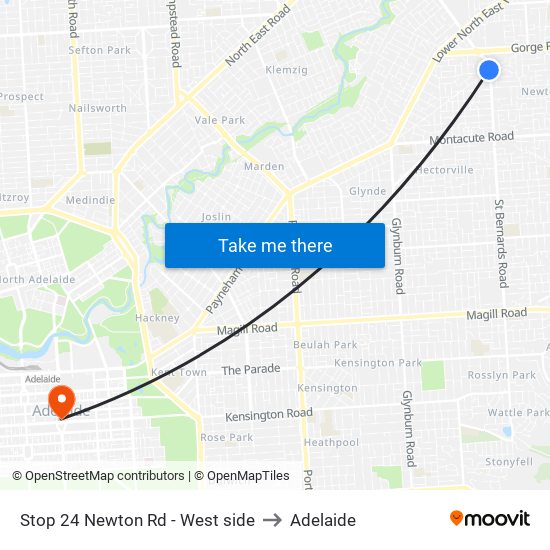 Stop 24 Newton Rd - West side to Adelaide map