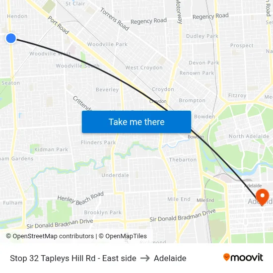 Stop 32 Tapleys Hill Rd - East side to Adelaide map