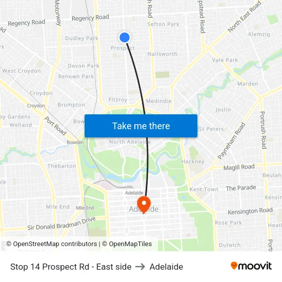 Stop 14 Prospect Rd - East side to Adelaide map