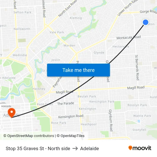 Stop 35 Graves St - North side to Adelaide map