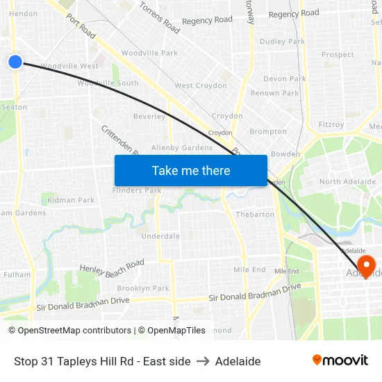 Stop 31 Tapleys Hill Rd - East side to Adelaide map