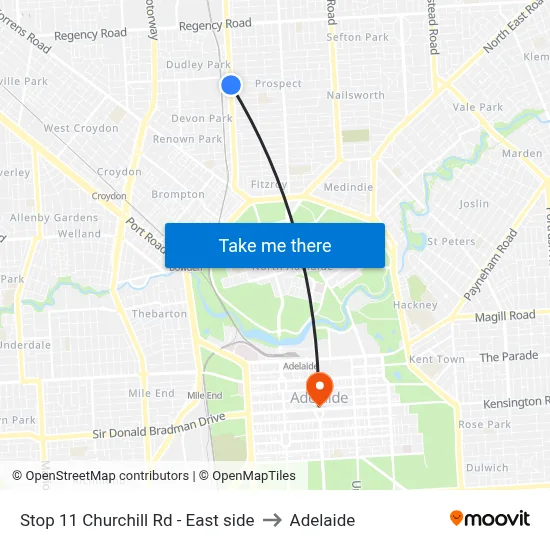 Stop 11 Churchill Rd - East side to Adelaide map
