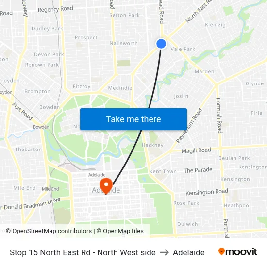 Stop 15 North East Rd - North West side to Adelaide map
