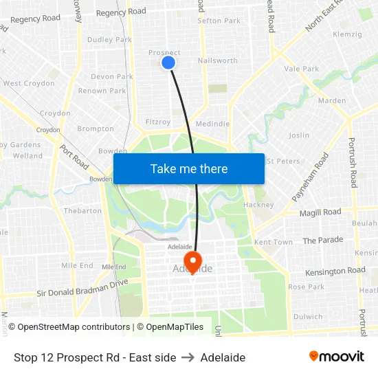 Stop 12 Prospect Rd - East side to Adelaide map