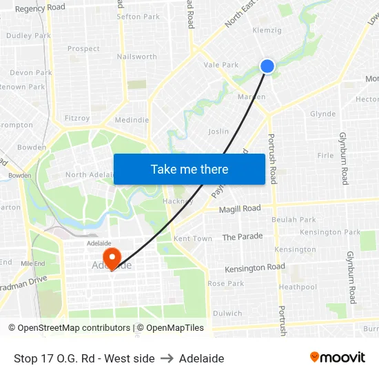 Stop 17 O.G. Rd - West side to Adelaide map