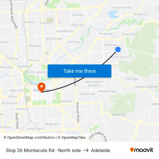 Stop 26 Montacute Rd - North side to Adelaide map