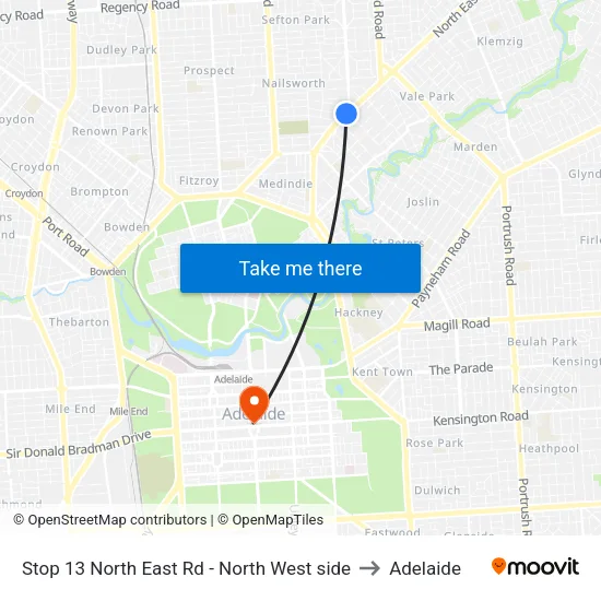 Stop 13 North East Rd - North West side to Adelaide map