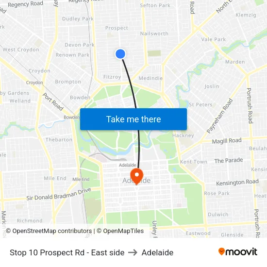 Stop 10 Prospect Rd - East side to Adelaide map