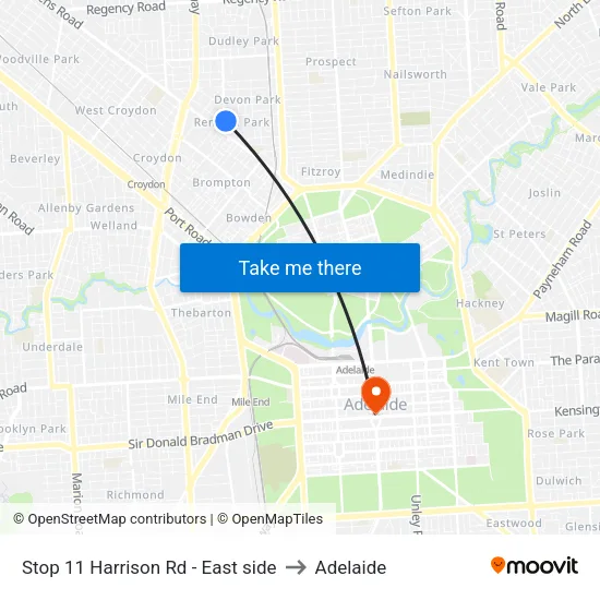Stop 11 Harrison Rd - East side to Adelaide map