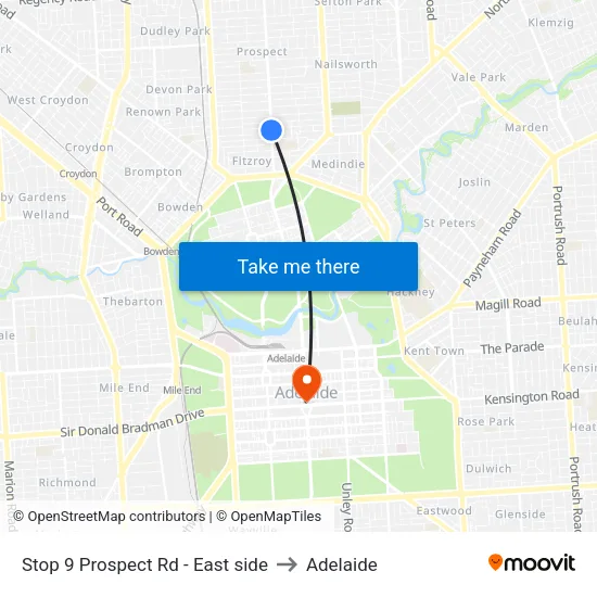 Stop 9 Prospect Rd - East side to Adelaide map