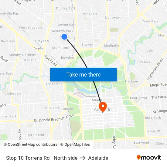 Stop 10 Torrens Rd - North side to Adelaide map