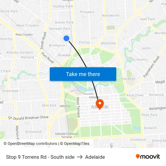 Stop 9 Torrens Rd - South side to Adelaide map
