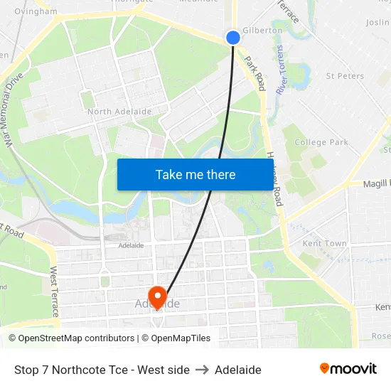 Stop 7 Northcote Tce - West side to Adelaide map